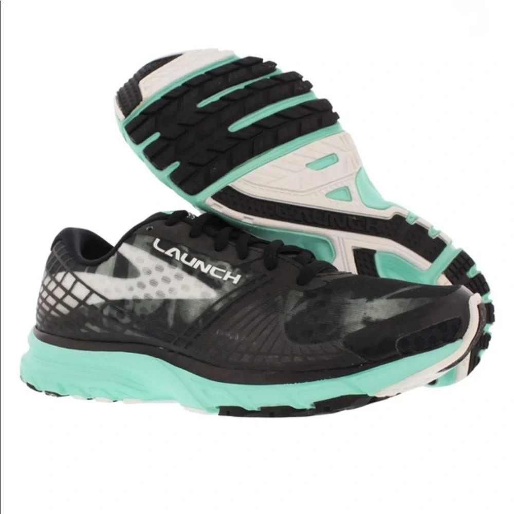 Brooks Women's Launch 3 Black/White/Ice Green Running Sneaker 9 B (M)